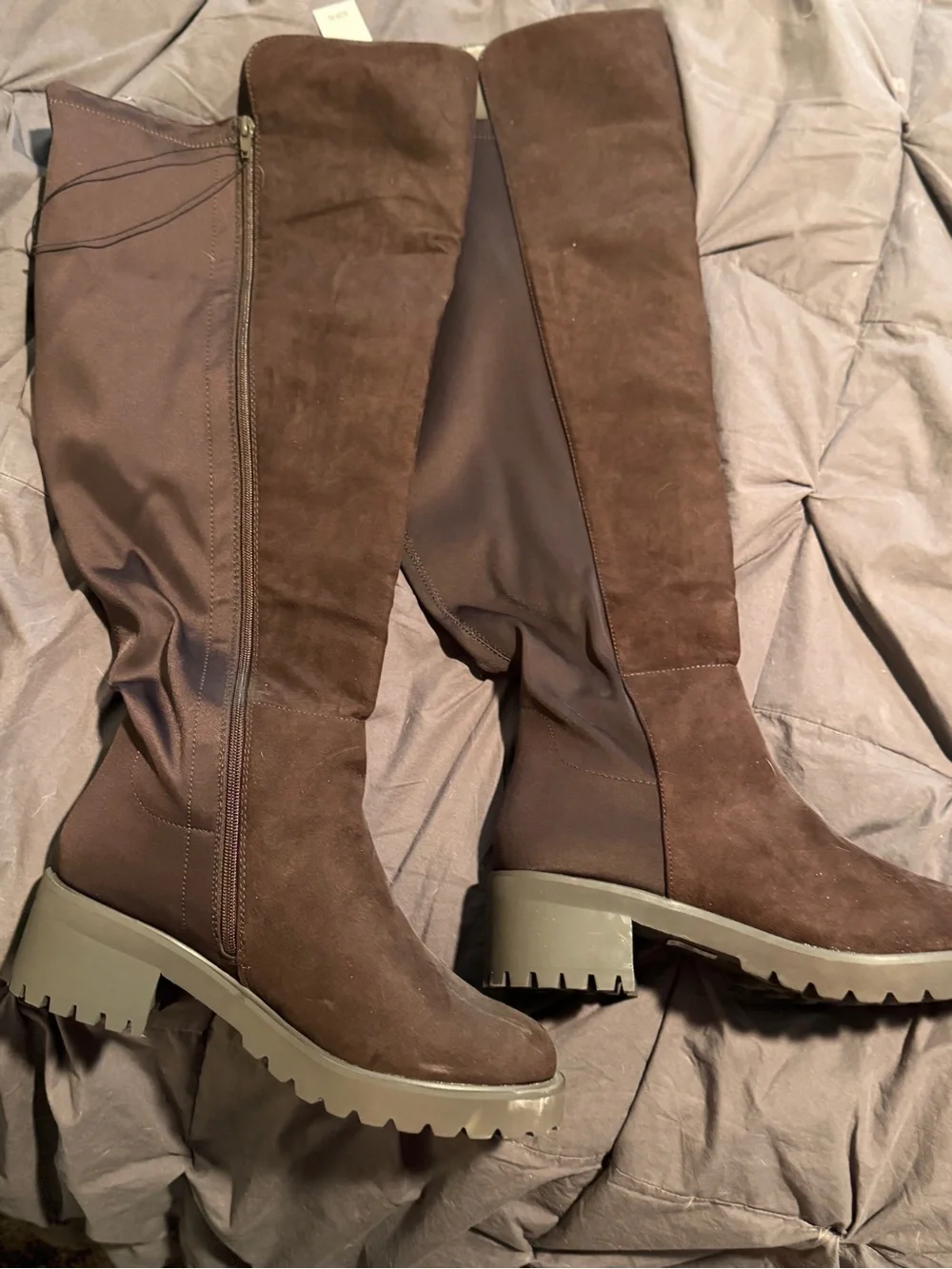 Women’s Brown Suede Knee-High Chunky Boot